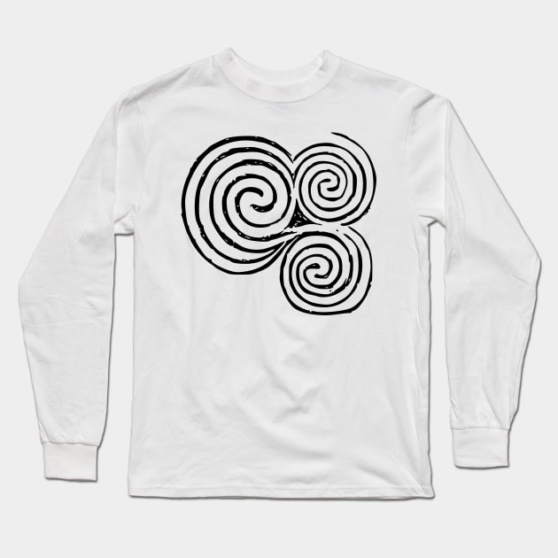 Celtic Triskele, Newgrange - Black Long Sleeve T-Shirt by Time Nomads